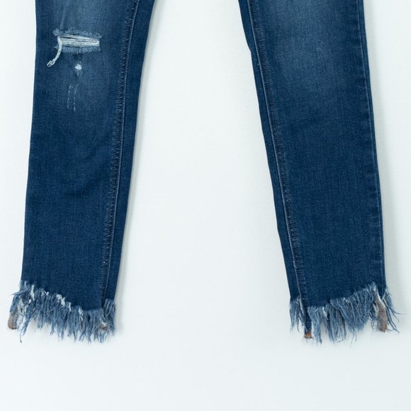 Free People Womens Great Heights Fray Distressed Skinny Jean Size 24 Blue - Picture 5 of 9